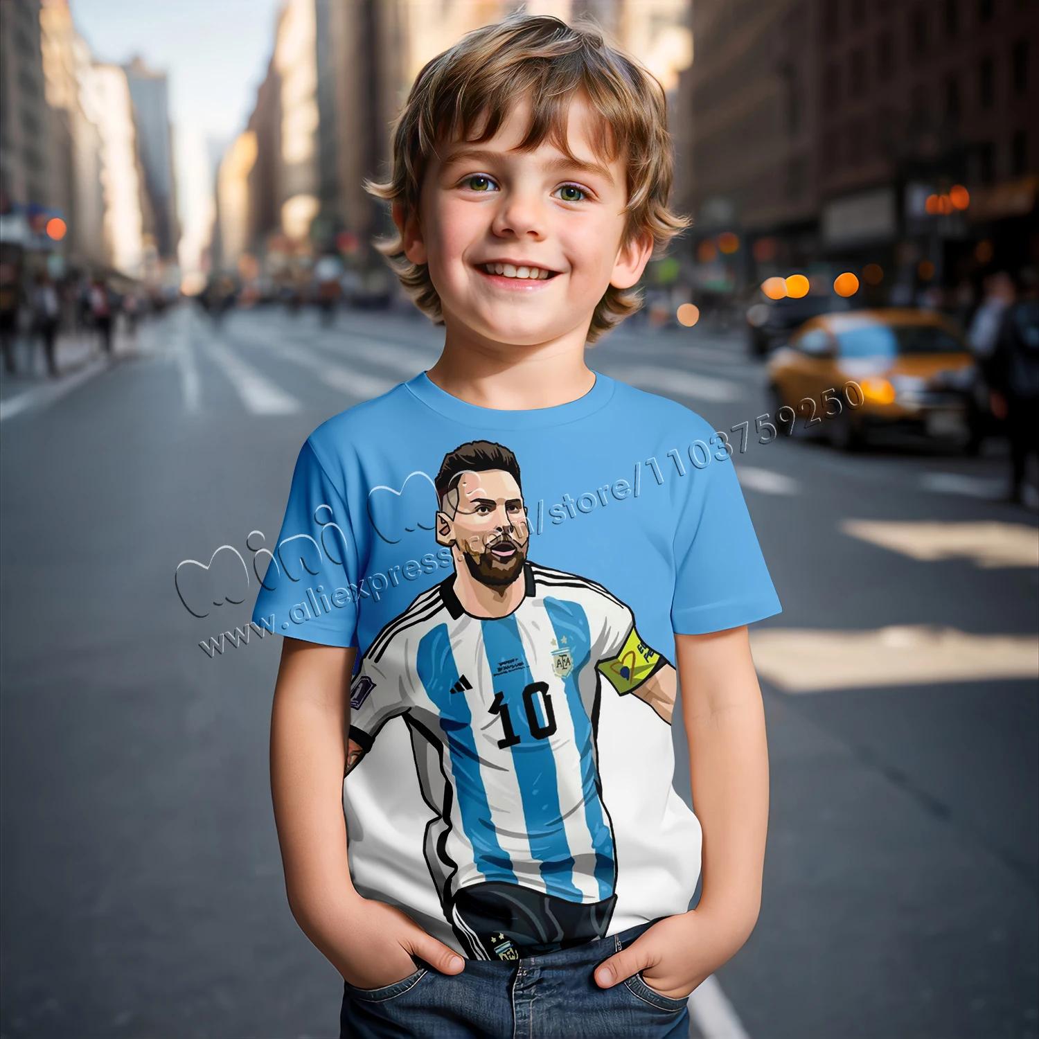 3D-Druck Messi Fußball für 2-14 Jahre Sommer Kinderkleidung Coole T-Shirts für Kinder Stich Jungen Kinderbekleidung 150 gray