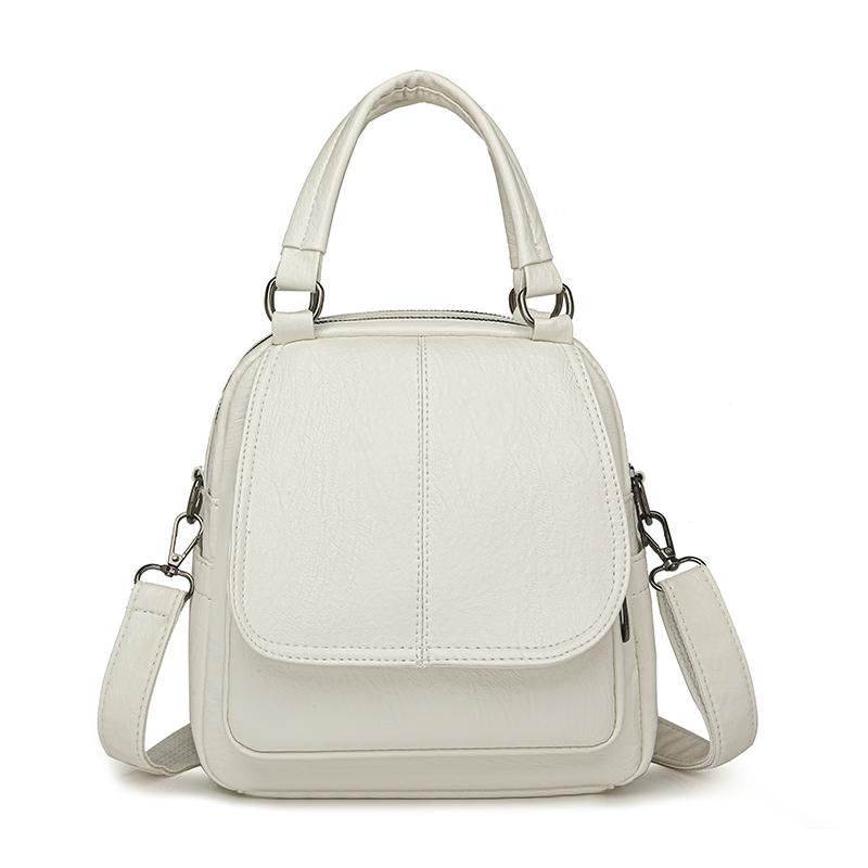 Große Kapazität 2 Schicht Frauen Rucksack Mode Rucksack Damen Weiche PU Leder Packs Hochwertige Multifunktions Rucksack Designer 22cm11cm22cm weiß