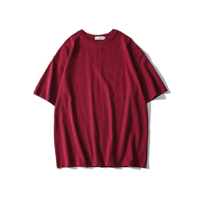 Sommer solide reine Baumwolle T-Shirts Frauen Harajuku Übergroßen Kurzarm y2k Tops Unisex Koreanische Streetwear Casual Basic T-Shirt Weibliche Gute Qualität L rot