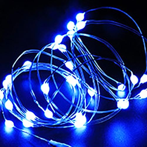 2 Stück Lichterkette für Neujahr, LED-Weihnachtslicht, wasserdicht, Kupferdraht, Lichterkette für Hochzeit, Girlande, Party, 1 m, 2 m, 3 m, 5 m, Vorhang-Licht 5M blau