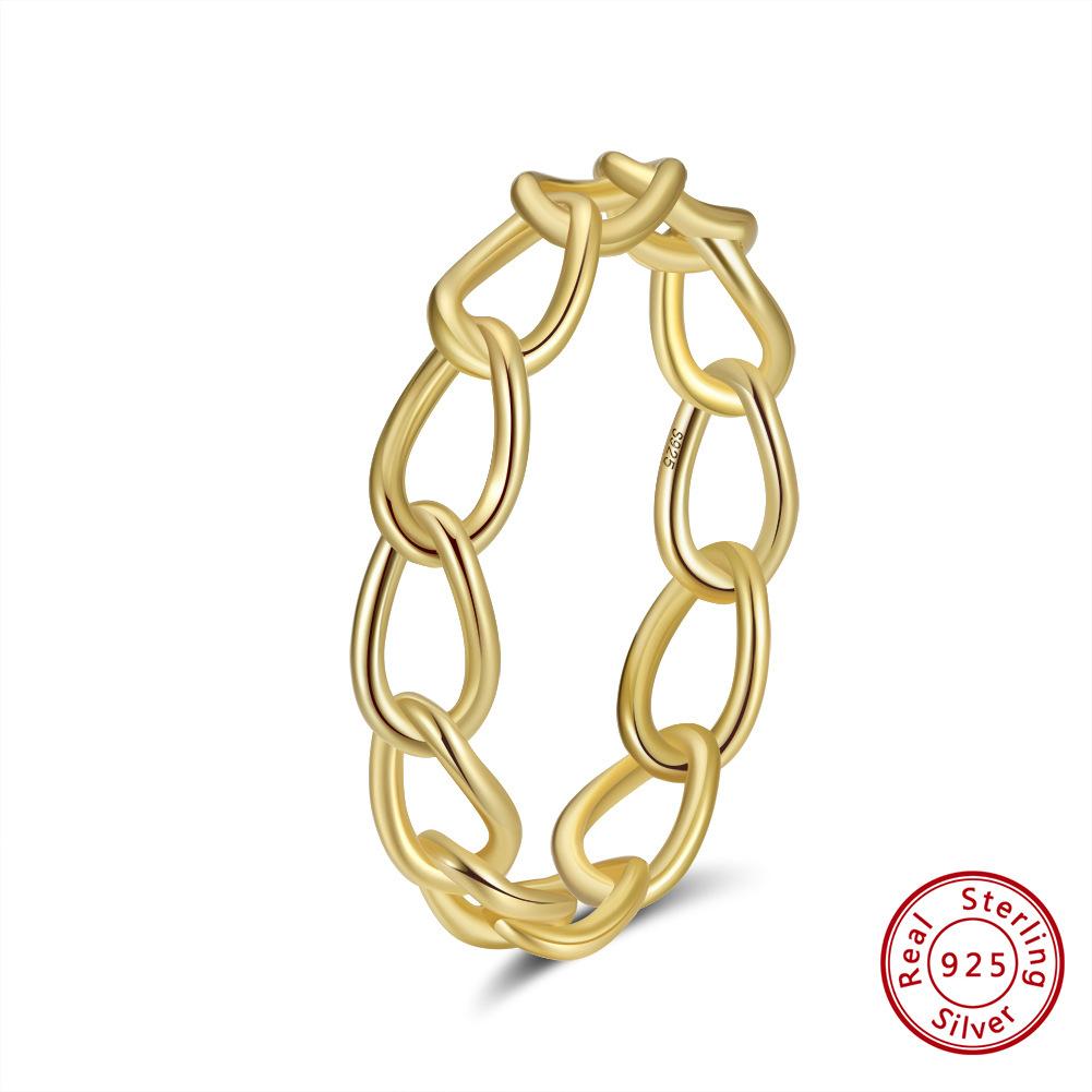 Schmuck S925 Sterling Silber Ring Gold Hohl Schmuck Glänzend Schmuck 4A Zirkon Schmuck 8