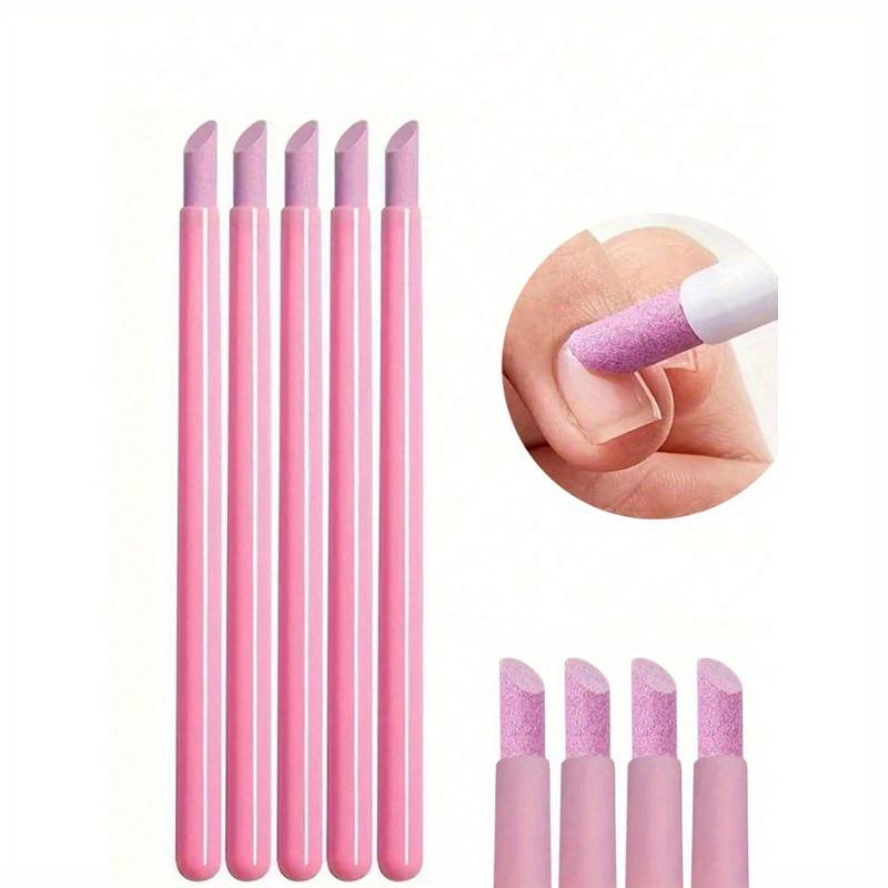 5 Stück Maniküre Quarz & Keramik Schnitzen Polierstift Set, 45 Grad Hornhaut- & Nagelhautentferner Nagel-Nagelhautentferner Nagelpuffer Bimsstein Nagel rosa