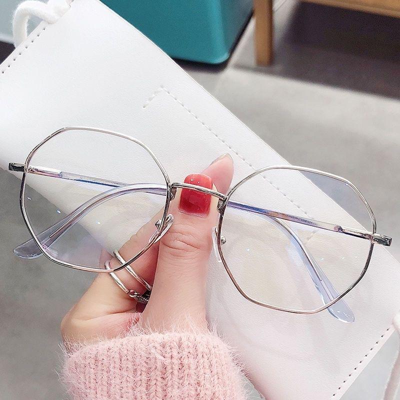 Achteckige Metallrahmen Damen Brille Weibliche Computer Lesebrille Brillen Fotografie Zubehör silber
