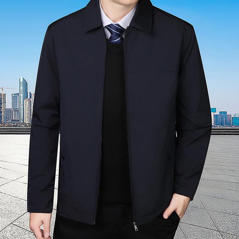 Unifarben Business Herrenjacken Herren Slim Jacken Herren Reißverschlussjacken Herren Frühling Dünne Jacken Herren Freizeitkleidung XXS navy blau