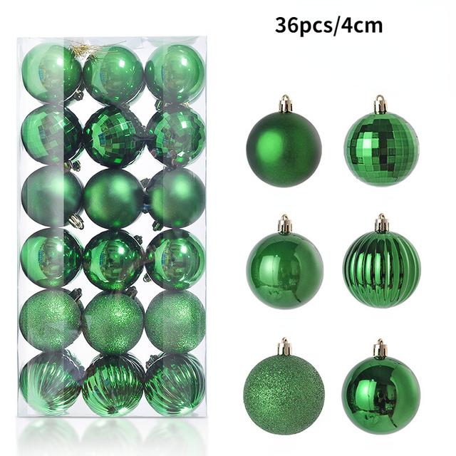 1Box 24/36 stücke Weihnachten Ball Weihnachten Baum Ornament Hause Weihnachten Hängen Anhänger Neue Jahr Party Dekoration Geschenk Navidad 2024 36pcs/4cm grün