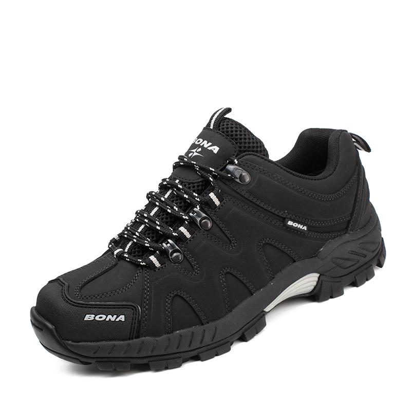 BONA Neue Ankunft Klassiker Stil Männer Wanderschuhe Lace Up Männer Sport Schuhe Outdoor Jogging Trekking Turnschuhe 41 schwarz