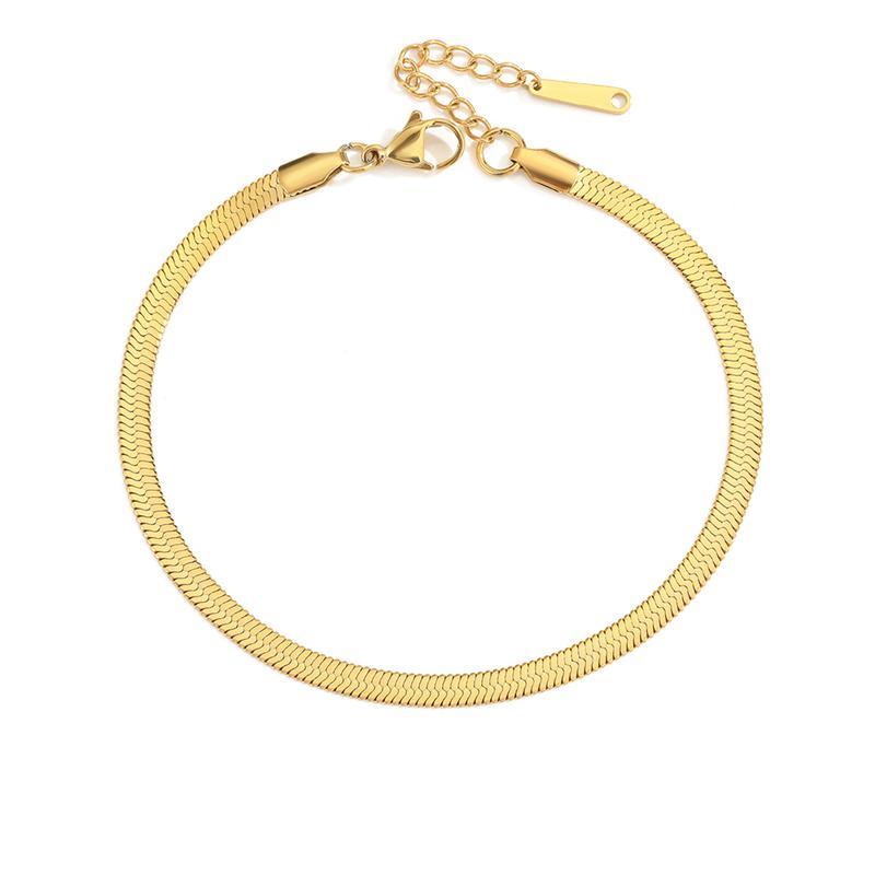 4 mm Schlangenkette Fußkettchen für Damen und Mädchen, verstellbare Sommer-Strandkette, Fußkettchen, Muttertagsgeschenke, Edelstahl, nicht allergisch gold