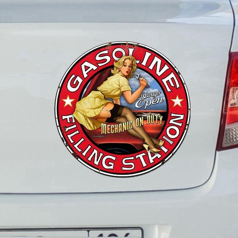 KCS080 14 x 14 cm VINTAGE Texaco Girl Benzin-Tankstellen-Autoaufkleber, PVC-Aufkleber, wasserfester Aufkleber auf der Heckscheibe der Karosserie