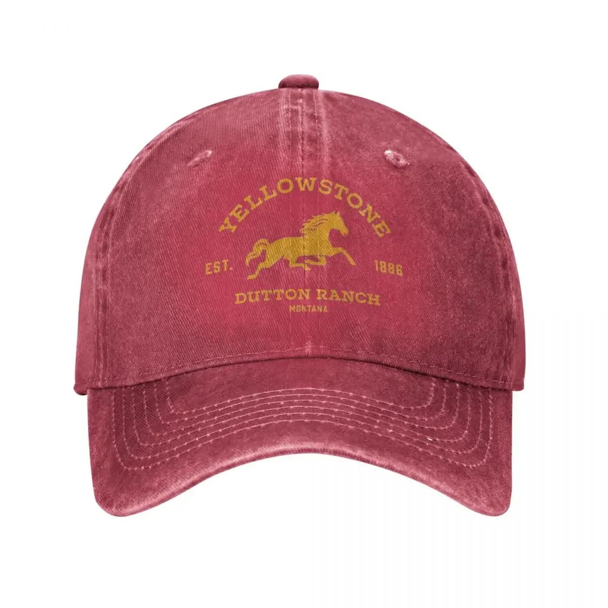 Yellowstones Dutton Ranch Herren Damen Baseballkappe Pferd Distressed Gewaschene Kappen Hut Vintage Outdoor-Aktivitäten Snapback-Hut Adjustable rot