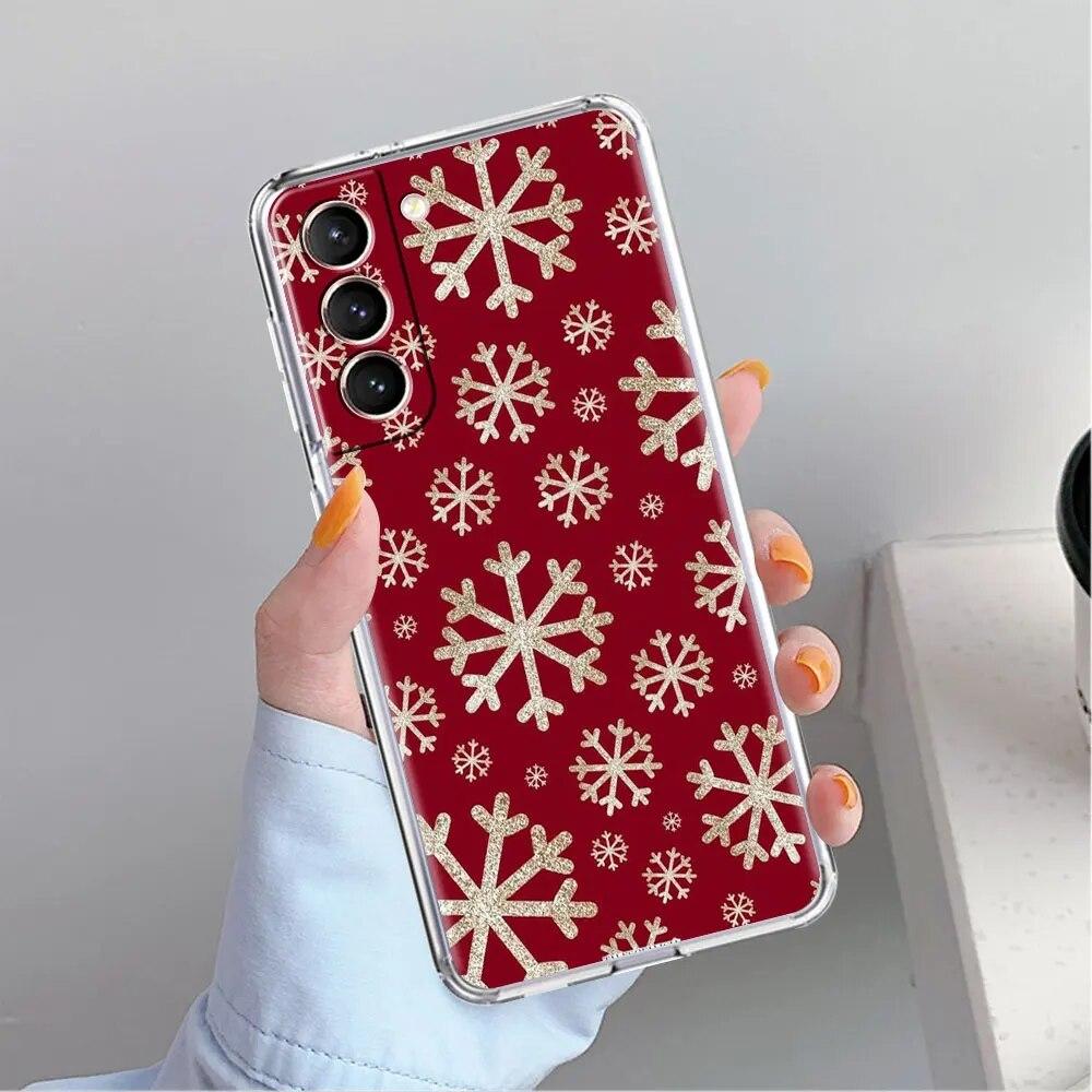 Klare Hülle für Samsung Galaxy S22 S20 FE S21 S23 S10 S9 Plus Note 20 Ultra 10 Lite Handyhülle Winter Schnee Frohe Weihnachten Samsung Note 10 Plus