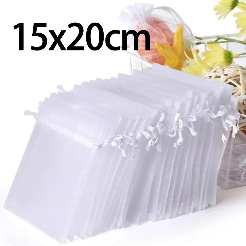 100 Stück Organzabeutel Zufällig Netz Organza Schmuckbeutel Kordelzug, Kleine Kordelzug Geschenkbeutel Weihnachten Süßigkeiten Hochzeit Geburtstag 15x20cm-30PCS