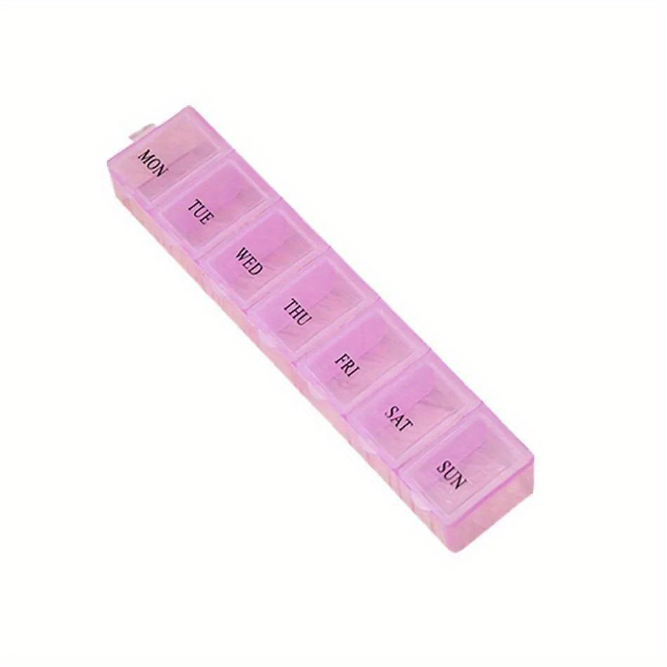 Kunststoff-Pillendose, tragbar, exquisiter dreifarbiger Kunststoff, 7 Tage kleine Pillen-Medizin-Aufbewahrungsbox, Medikamententrennung rosa
