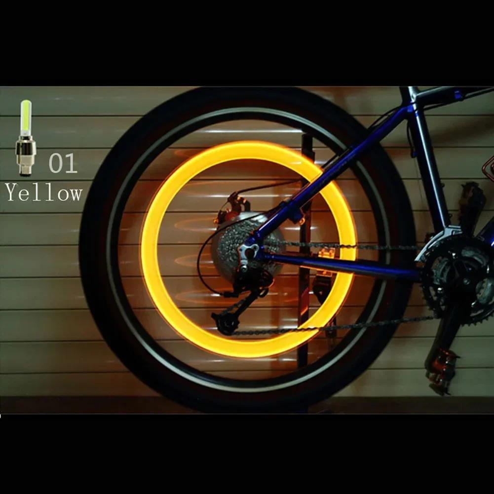 2 Stück Fahrradlichter Bewegungssensor LED-Leuchten mit Batterien für Rennrad MTB Mountainbike Reifen Reifen Ventilkappe Fahrradzubehör gelb