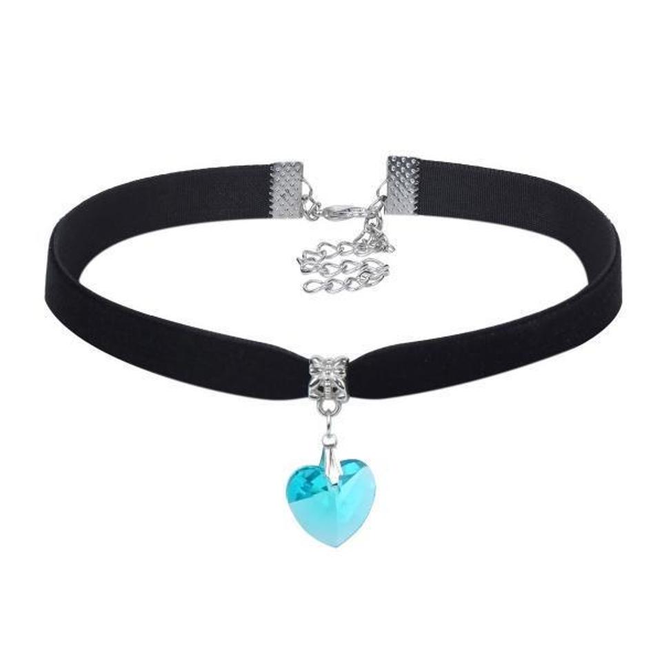 Trendige Choker-Halskette aus Samt, Punk-Retro-Gothic-Halskette für Damen himmelblaue