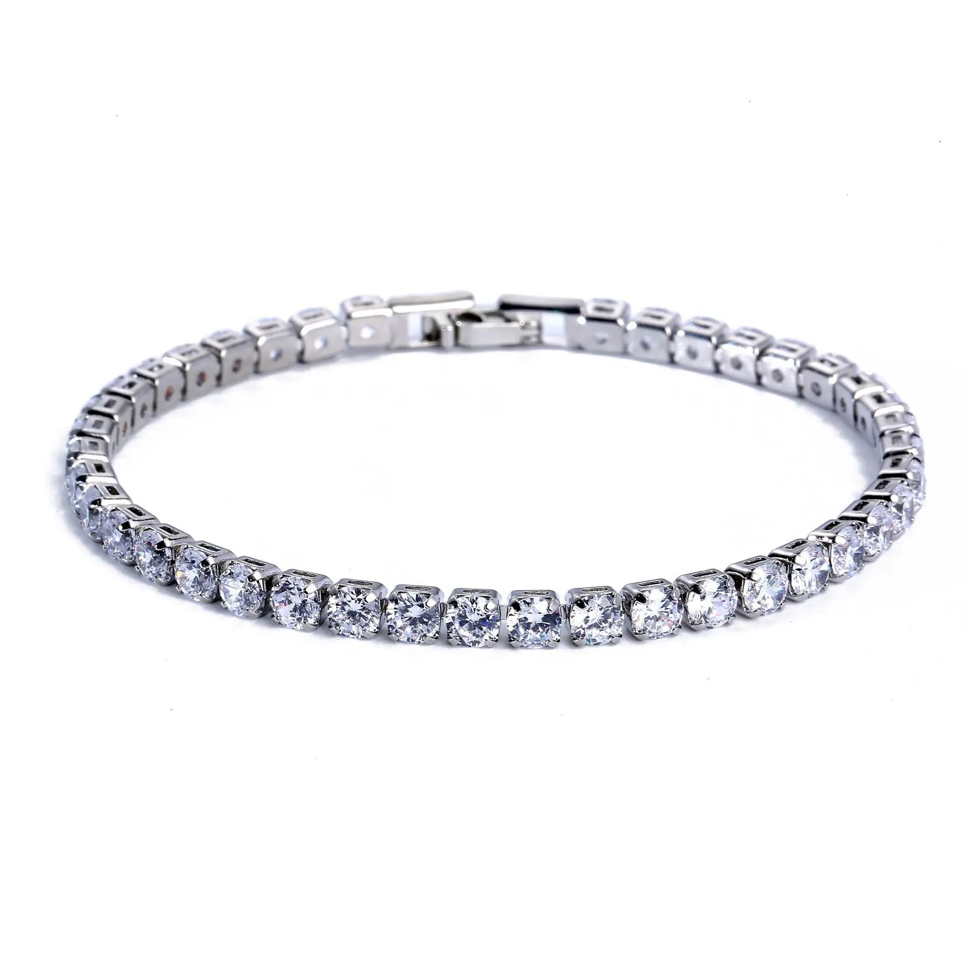 Weißes Blatt Armbänder Armreifen für Damen Herren Glänzender Markise Schliff Zirkonia Braut Hochzeit Party Schmuck 17cm gray