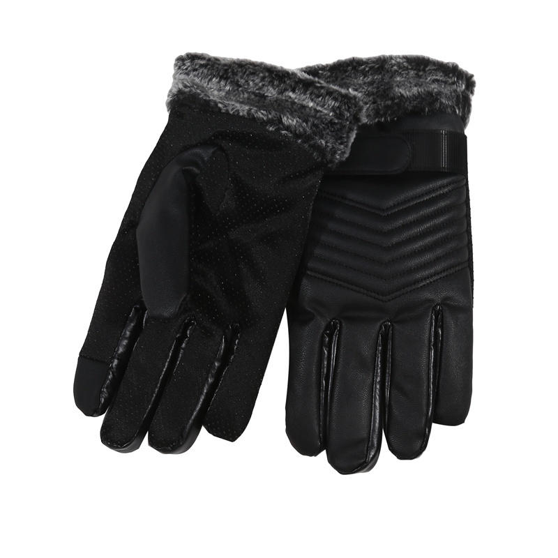 Herren Wintersport Warme Lederhandschuhe Kaltes Wetter Plus Samt Verdickte Gefütterte Handschuhe Otudoor Casual Reiten Skihandschuhe One Size schwarz
