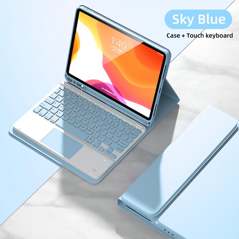 Hülle mit Tastatur für iPad Air 11 13 2024, für iPad 10.2 7/8/9. 10. Generation, Air 4 5 10.9'' Pro 11 12.9 Hülle mit Bleistifthalter iPad Mini 6