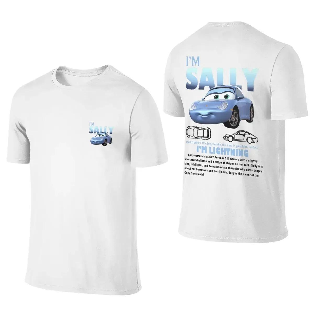 Sommer Lightning McQueen und Sally T-Shirt für Paare Mcqueen Sally T-Shirts Beidseitiger Druck T-Shirt für Damen Herren Baumwolle Oversized Kurzarm L schwarz