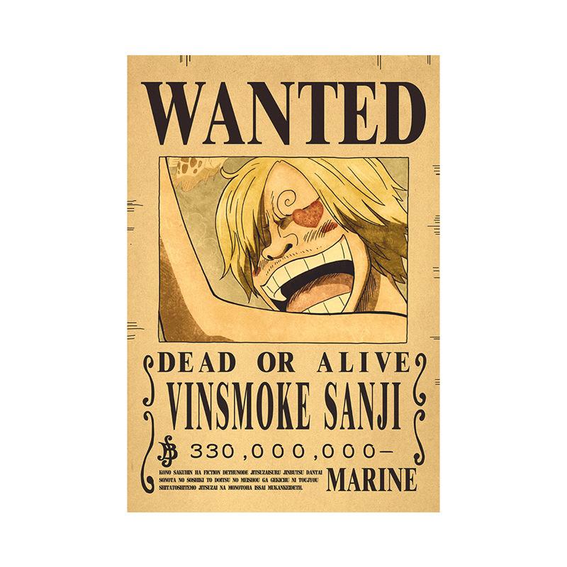 Anime One Piece Ruffy 3 Billion Bounty Wanted Poster Vier Kaiser Kid Actionfiguren Vintage Wanddekoration Poster Spielzeug Yamaguchi braun/schwarz