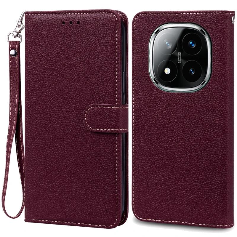 Für Redmi Note 14 Pro Hülle Xiaomi Redmi Note 14 4G 5G Note 14 Pro 5G 4G 14C Pro+ Plus 5G Hülle Leder Flip Wallet Cover Xiaomi 14 14T Pro POCO X7 RedMi Note 14 Pro 4G braun