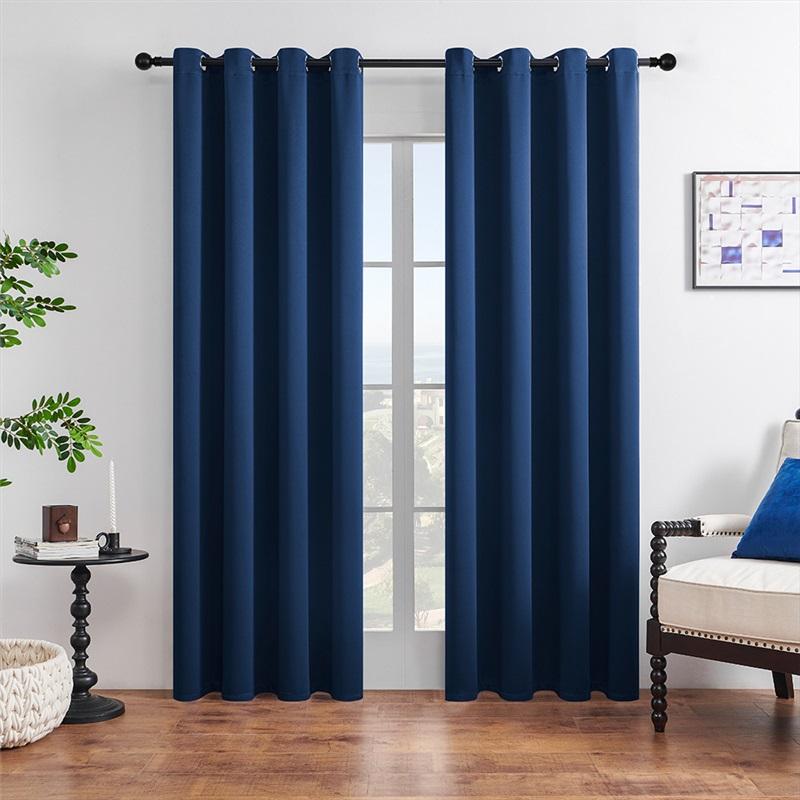 Moderne minimalistische Vorhänge Vollverdunkelung Sonnenschutz Vorhänge Energieeffiziente Fensterdekorationen für Schlafzimmer Wohnzimmer Heimdekor 106cm*213cm navy blau