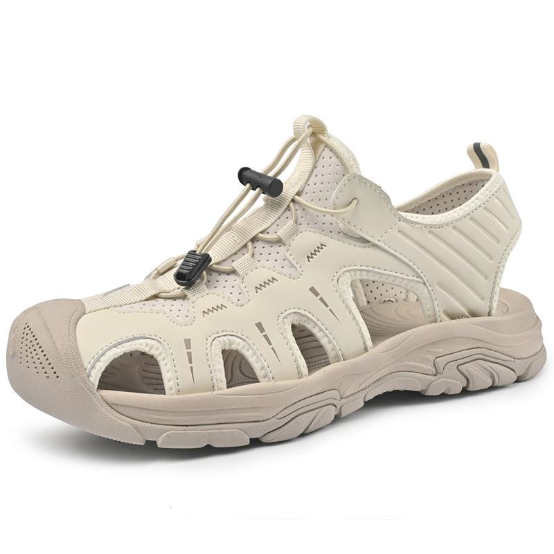 Echtes Leder Herren Sandalen Sommer Männer Strand Sandalen Outdoor Sandalen für Männer 39 beige