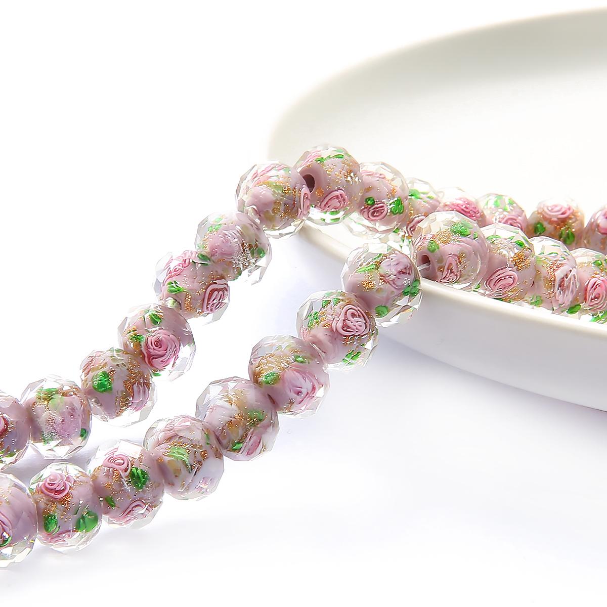 10 teile/beutel 8/10/12mm Murano Transparent Glas Lampwork Perlen Für Schmuck Machen Frauen DIY Armband Blume rondelle Facettierte Perlen 8mm violett