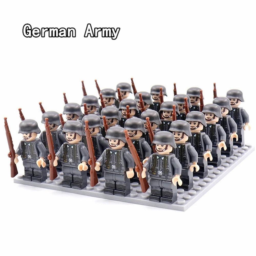 WW2 24 teile/los Militär Soldaten Bausteine Set Waffen Sowjetischen USA UK China Frankreich Armee Action-figuren Ziegel Spielzeug Kinder geschenke orange