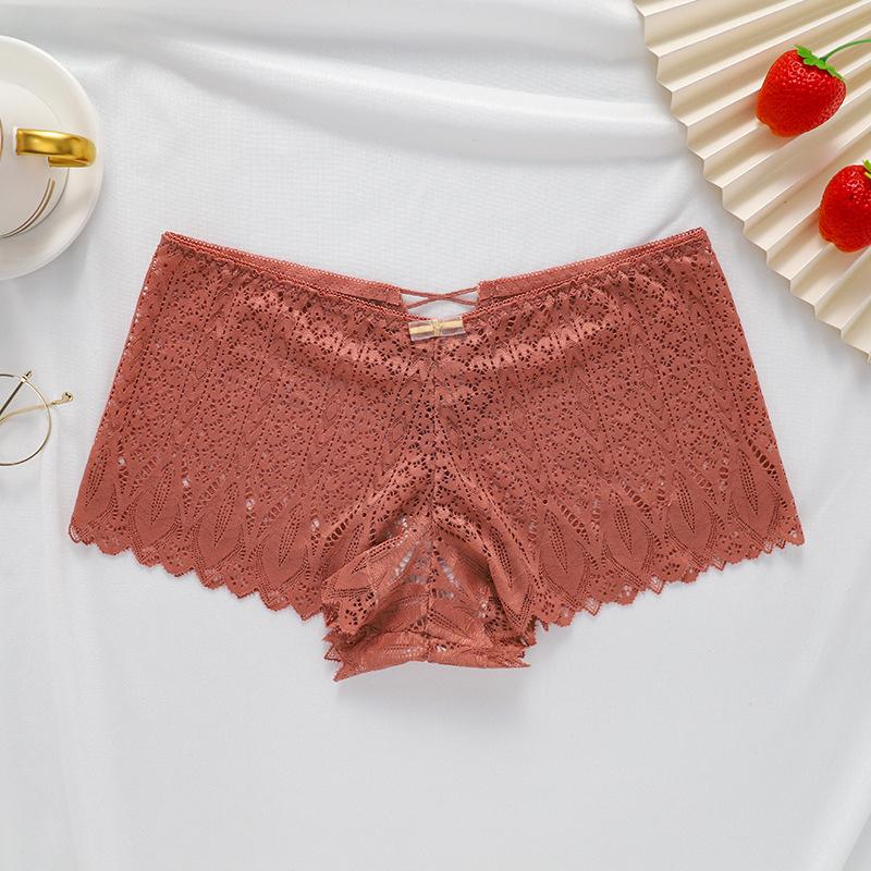 TERMEZY Sexy Höschen Frauen Mittlere Taille Spitze Tangas Und G Strings Unterwäsche Hochwertige Dessous Aushöhlen Transparente Dessous XL rot