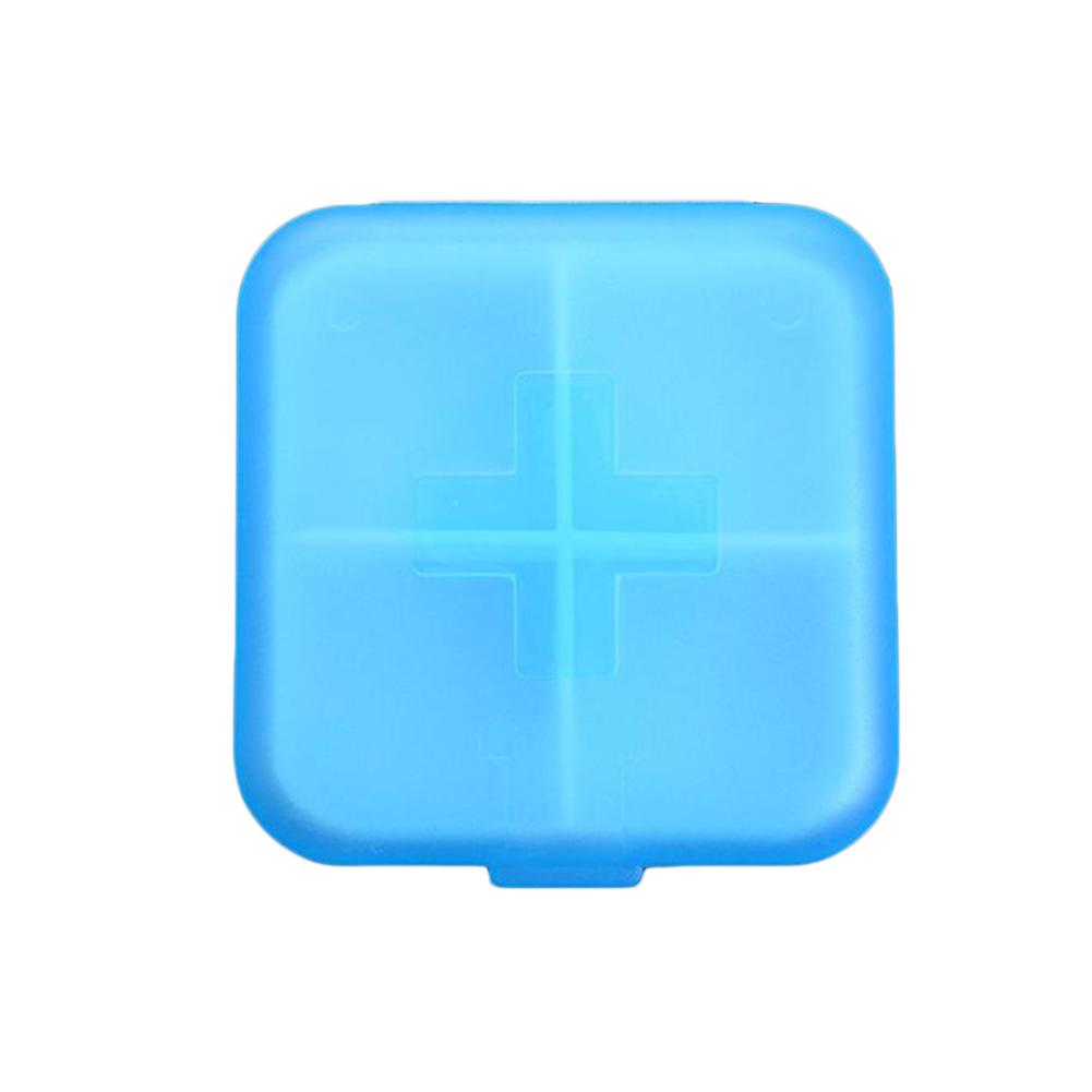 Tragbare Reise-Pillen-Aufbewahrungsbox mit 4 Fächern, Mini-Medizin-Organizer One size blau