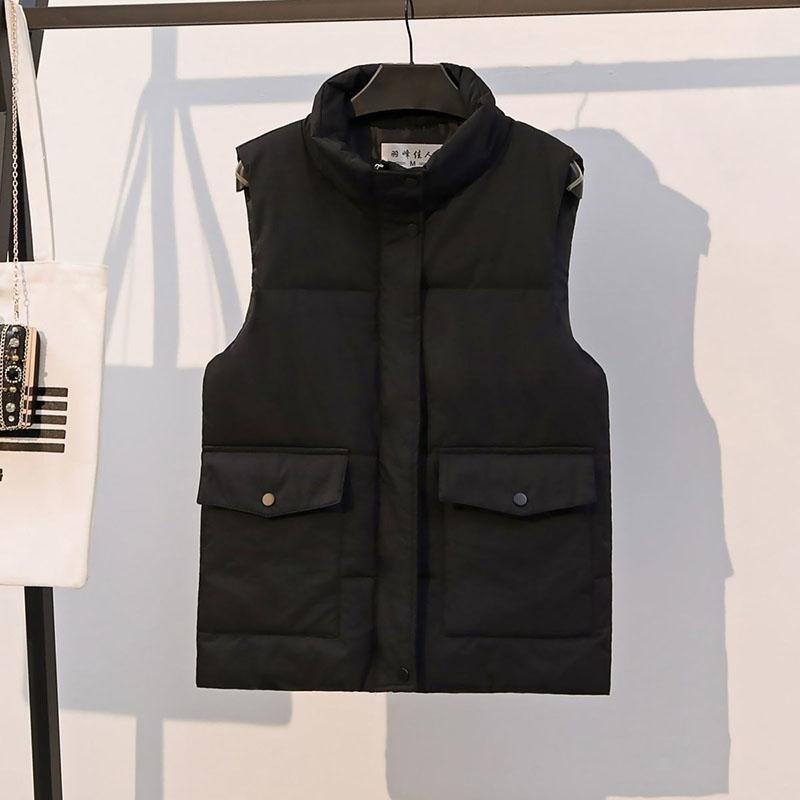 Herbst und Winter Kurze Daunen Baumwolle Weste Casual Einfache Einfarbige Weste Jacke Mode Alle-spiel Weibliche Weste M