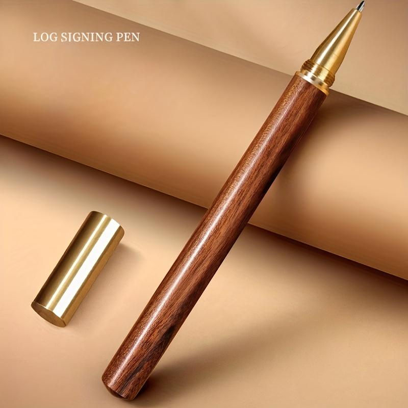 1 Stück Unterschriftenstift aus Massivholz, Premium-Bürostift aus Holz, Messingkappe, 0,5 mm, schwarzer Tintenstift, Büro-/Schulbedarf, Werbegeschenke Pack of 1