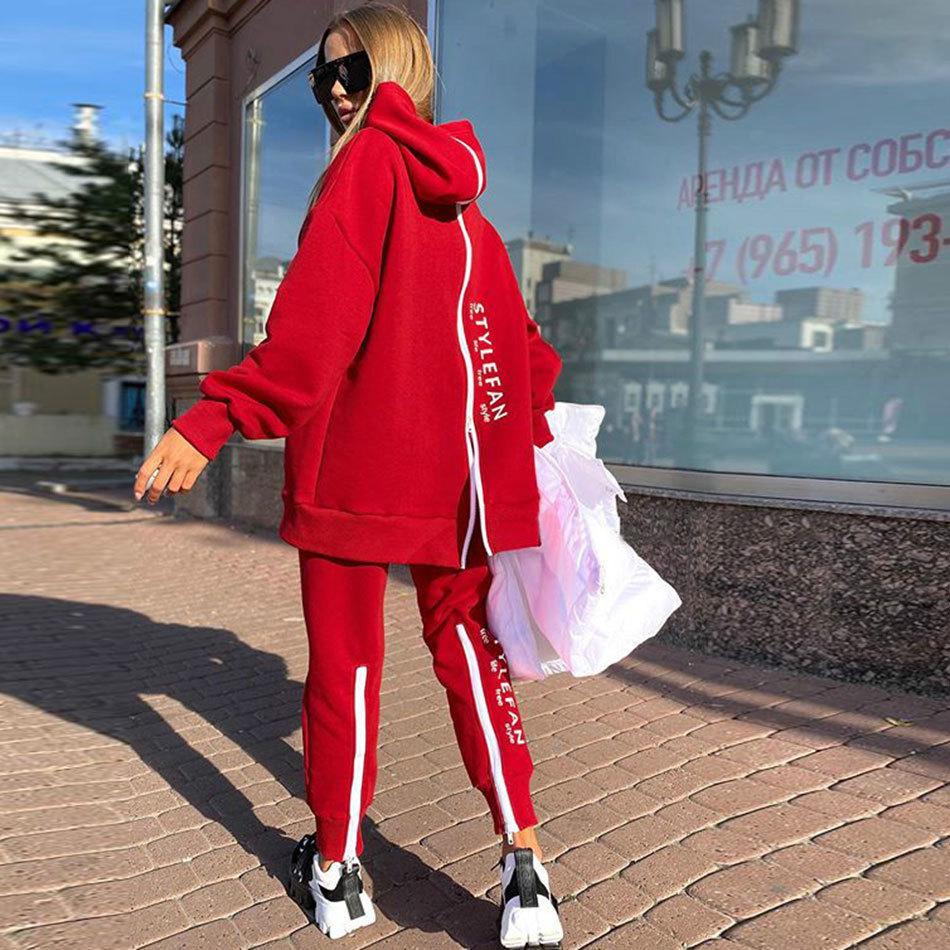 Frauen Mode Sweatsuits Trainingsanzug Jogging Anzug Streetwear Laufsport Zipper Lange Hoodies Lange Hose Zwei Stück Set M