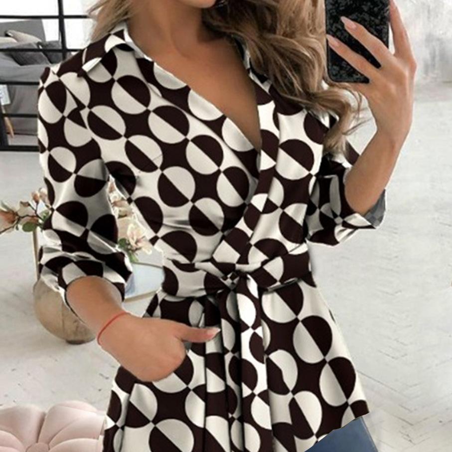 YYFS Damenmode, lässig, Frühling, Herbst, langärmelig, Polo-Ausschnitt, Blusen und Hemden L weiß/schwarz