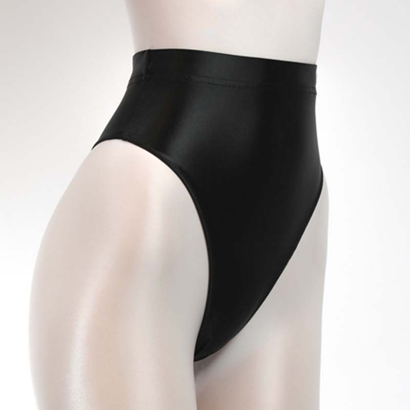 1PC Unterwäsche Satin glänzend G-String Höschen Dessous dünnen Tanga atmungsaktiv Wet Look Hipster glänzend M schwarz
