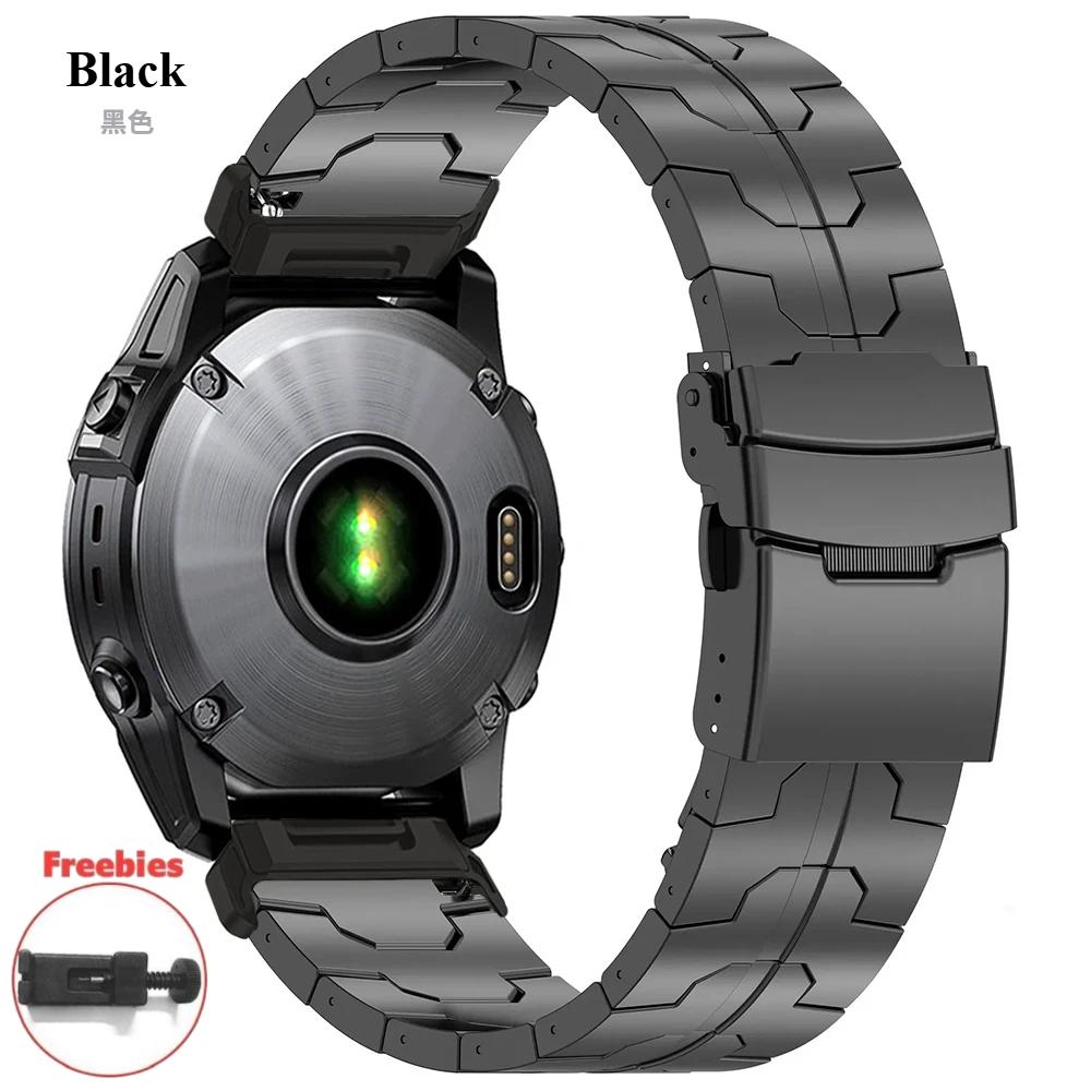Quick Fit 22mm 26mm Titanarmband für Garmin Uhr Fenix E 8 AMOLED 7X 7 Pro 6X 6 Uhrenarmband Armband für Garmin Instinct 3 45mm QuickFit 22mm schwarz