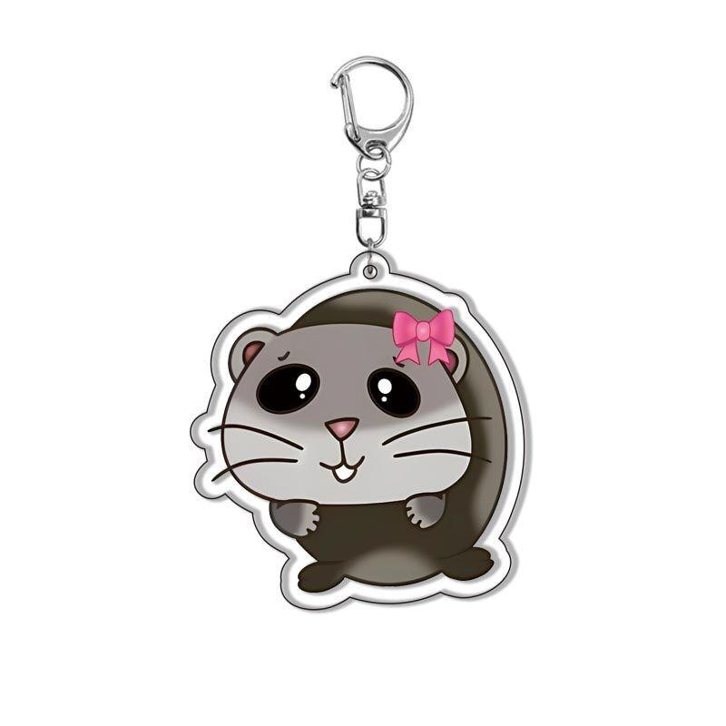 Süßer Hamster Acryl Schlüsselanhänger Handy Schlüsselanhänger Tasche Dekoration Anhänger Druck Schlüsselanhänger Zubehör Schönes Design gray