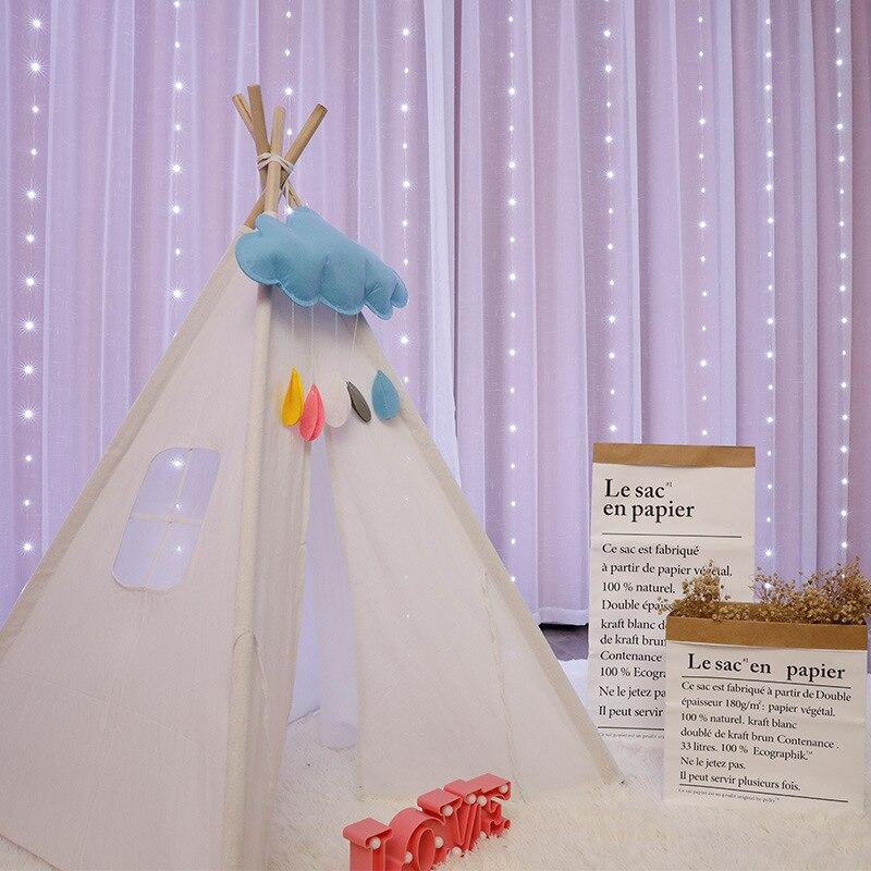 LED-Lichterketten, Weihnachtsdekoration, Fernbedienung, USB, Hochzeit, Girlande, Vorhang, 3 m, Lampe, Urlaub für Schlafzimmer, Glühbirne im Freien, Fee 3M X 2M 205LED weiß