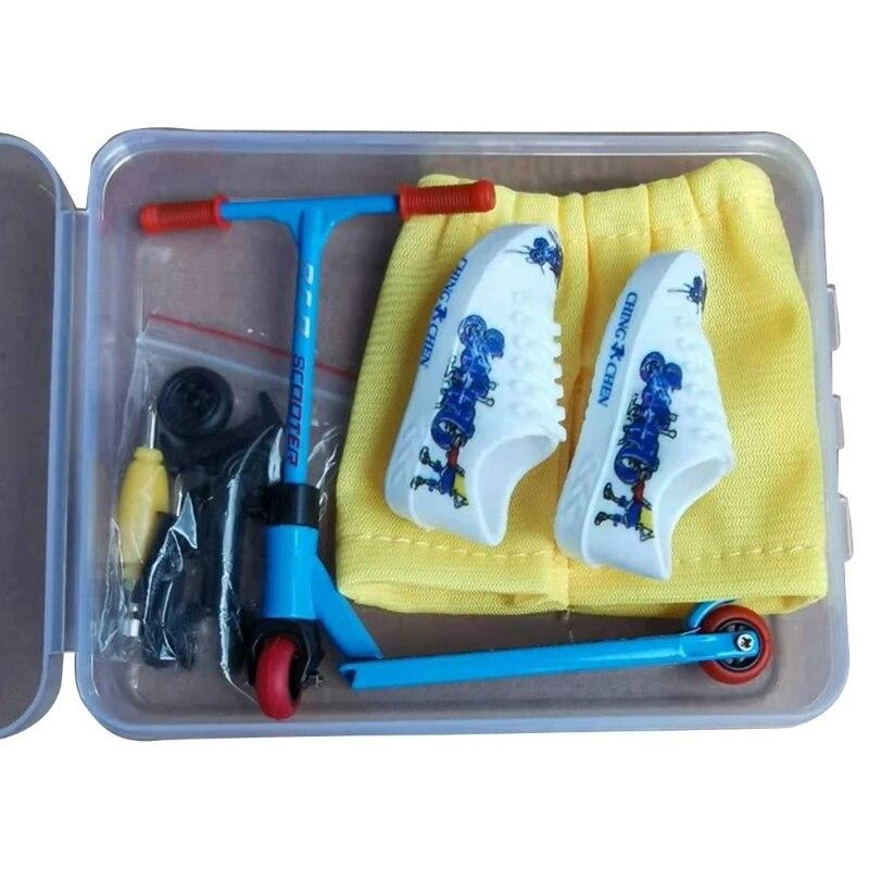 Finger-Scooter-Spielzeug, Mini-Scooter aus Legierung, Fingerboard-Zubehör mit Fingerhose und Schuhen, Fingerspielzeug für Kinder, Partygeschenk