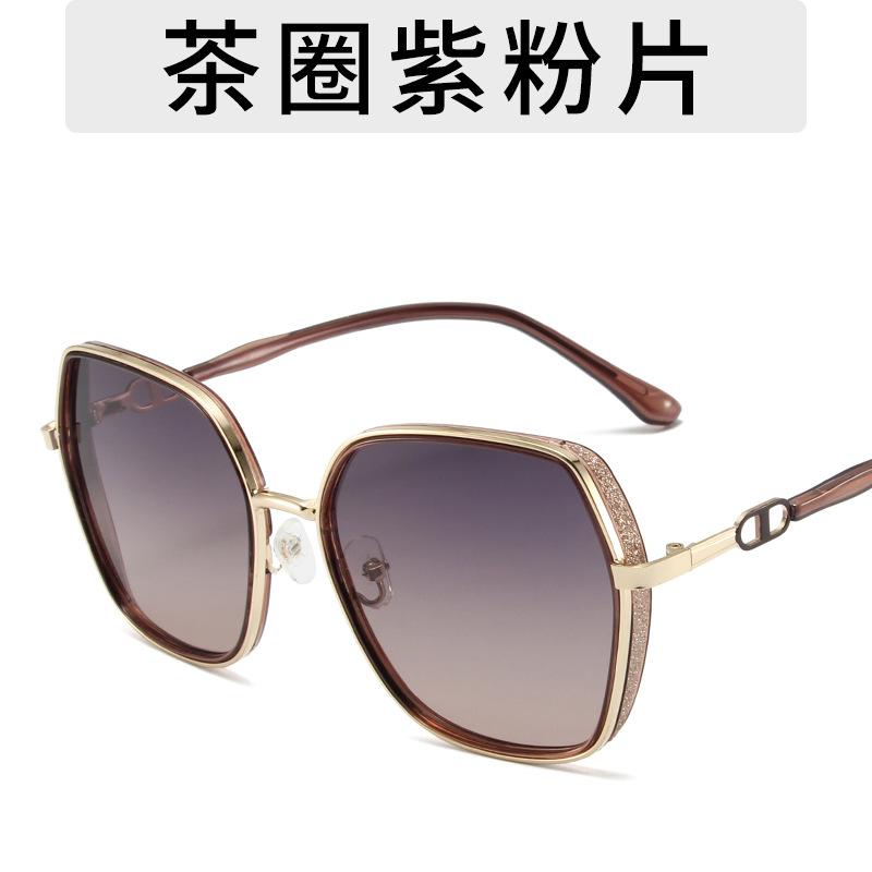 Neue Übergroße Rahmen Sonnenbrille Damen Vintage Mode Bling Sonnenbrille Für Damen Trend Brille Schützen Outdoor Brille UV400 braun