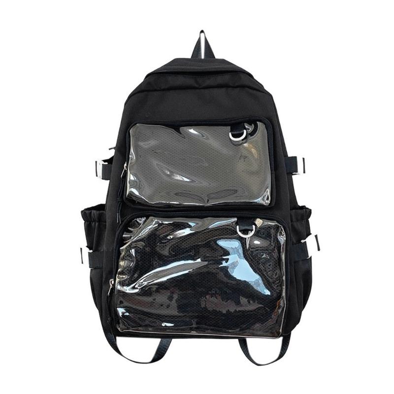 Itabag Rucksack Schöner Rucksack Schüler Schultasche Japanischer Stil Rucksack Große Kapazität Rucksack für Pin-Ausstellung schwarz