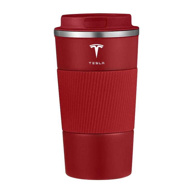 500ml Edelstahl Kaffeebecher Thermosbecher Tragbarer Reise Thermobecher Für Tesla Modell 3 Modell X Y Stil Roadster Autozubehör rot