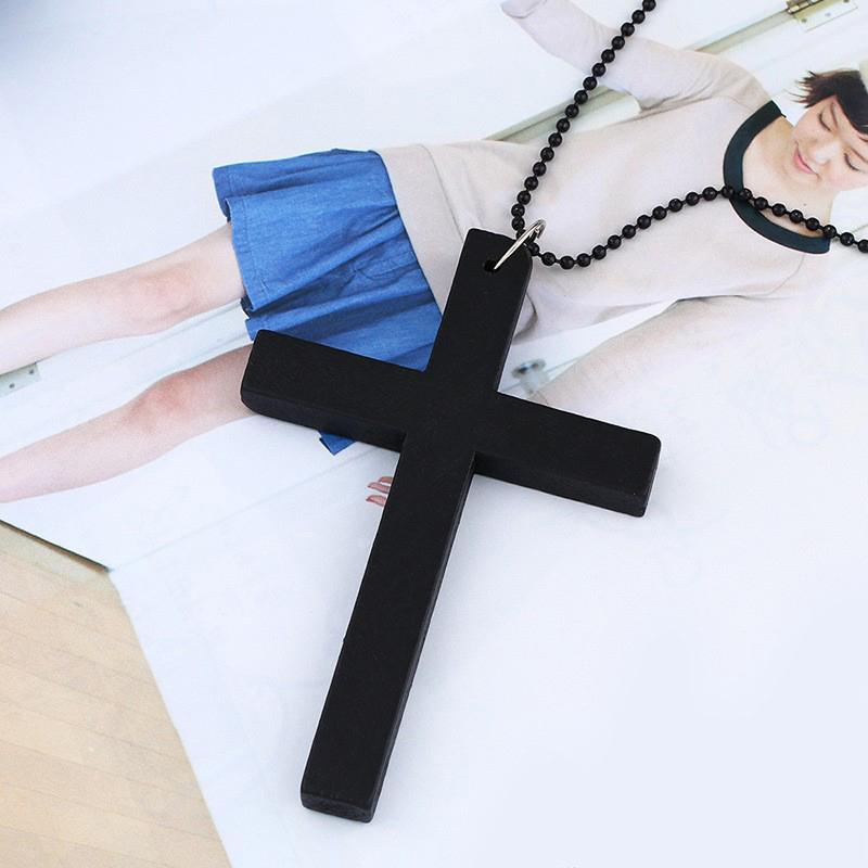 Vintage Holz Kreuz Anhänger Halskette Schlichte Natürliche Holzkreuz Halskette Hip Hop Pulloverkette Schmuck Accessoires Geschenke as the picture
