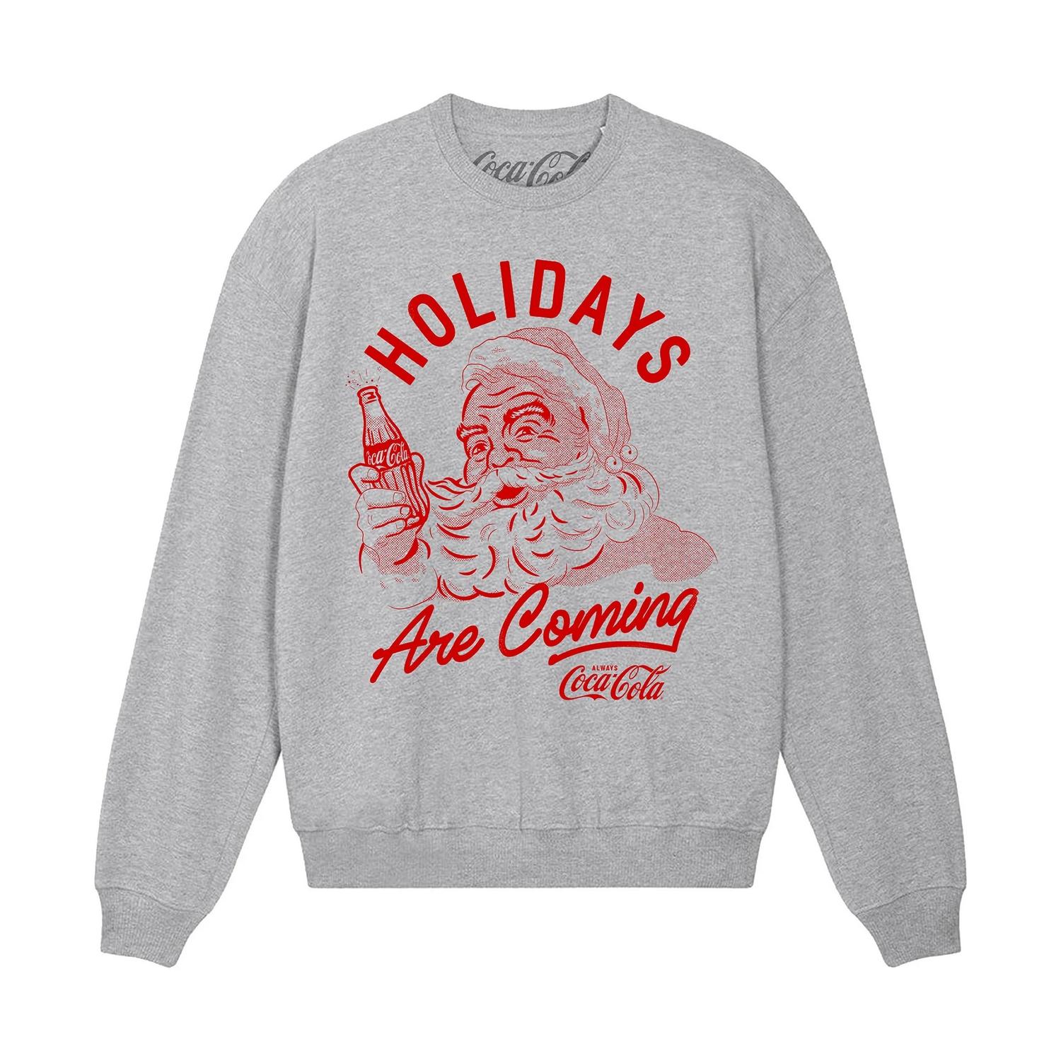 Coca-Cola Unisex-Sweatshirt für Erwachsene „Holidays Are Coming“ S grau