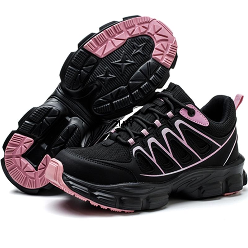 ZLMY Neue Sicherheitsschuhe für Damen mit Stahlkappe, Turnschuhe, pannensicher, Arbeitsschuhe, atmungsaktiv, Sicherheitsstiefel für Damen, Plateau, Anti-Smash 35
