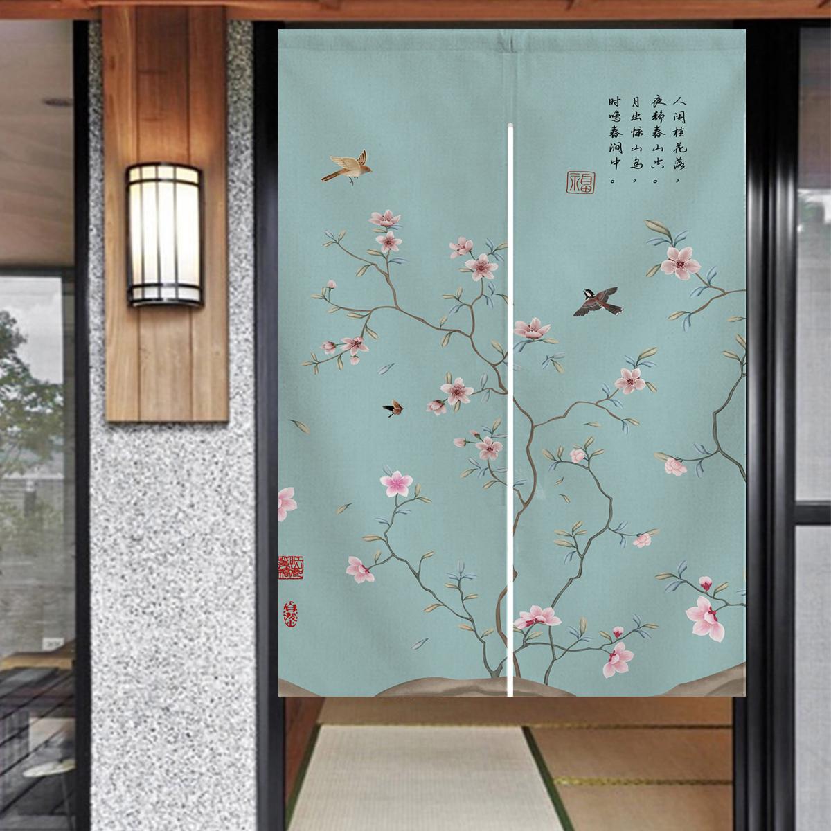 Türvorhang Japanischer Noren Chinesischer Stil Pflaumenblüte Türvorhang Raumteiler Küchendekoration Hängende Vorhänge 85x150cm 33.5x59in