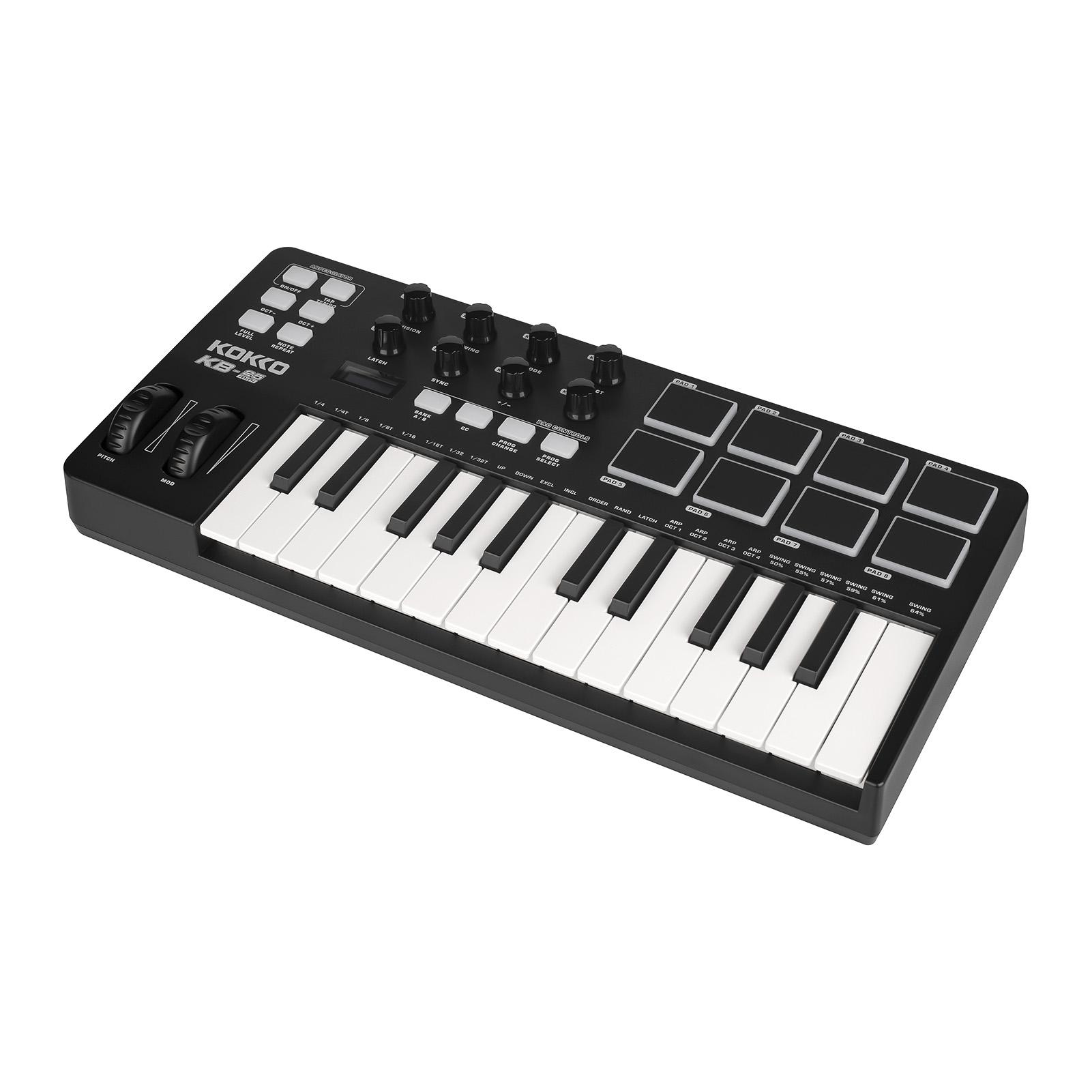 MIDI-Keyboard-Controller Beat Maker Machine 25 Tasten MIDI-Keyboard Tragbares Arrangier-Schlagpad schwarz