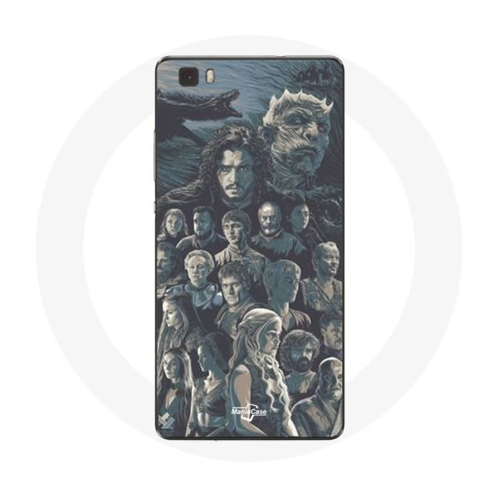Hülle für Huawei P8 Lite Game of Thrones Staffel 8 Game of Thrones Poster Charaktere grauer Hintergrund