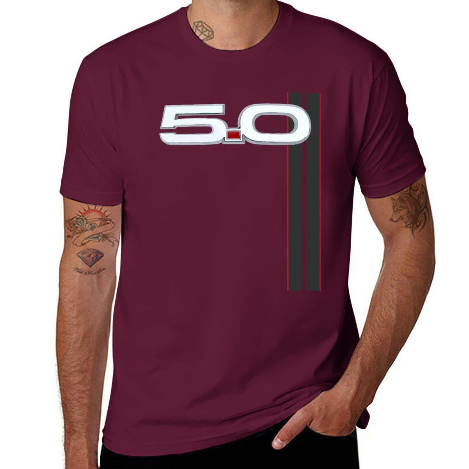 5.0 V8 GT Mustang Rennstreifen S550 T-Shirt schwarze Shirts Grafik-Tees personalisierte schlichte weiße T-Shirts Herren 4XL