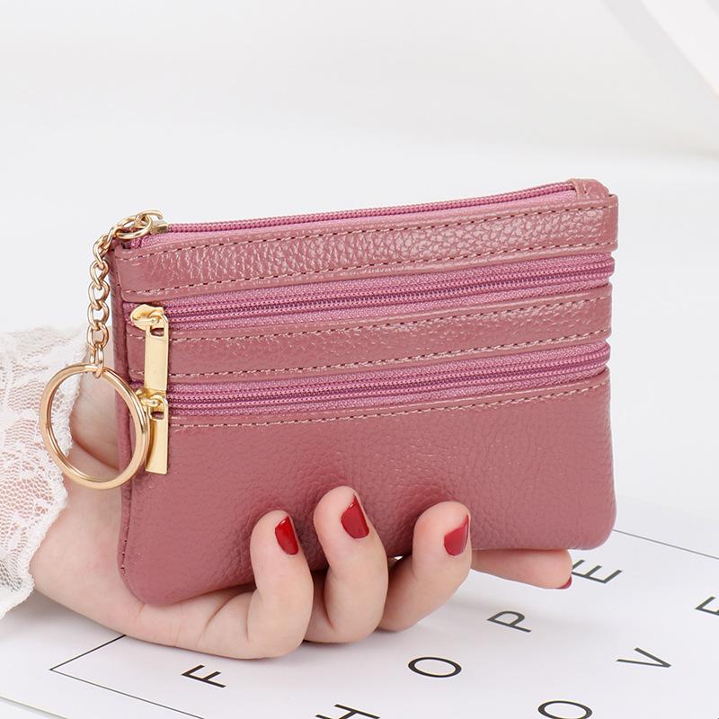 Mode frauen Geldbörse Haushalts Reißverschluss Schlüssel Tasche Karte Tasche Münze Geldbörse Hand Weibliche Kleine Tasche dunkel rosa